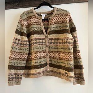 Northern Reflections Beige Fair Isle Button-Front Cardigan